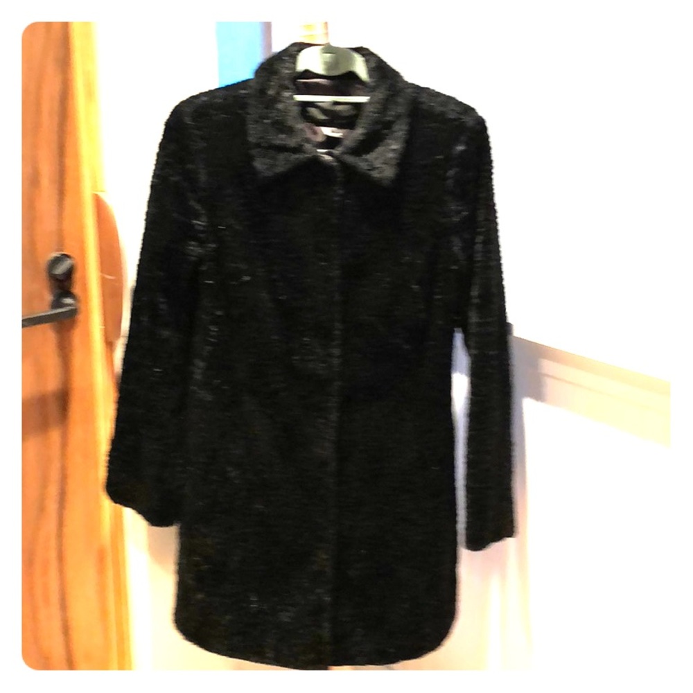 Yansi Fugel Black Faux Persian Lamb Coat